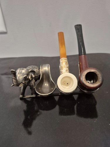 Vintage metal elephant pipe - metal,